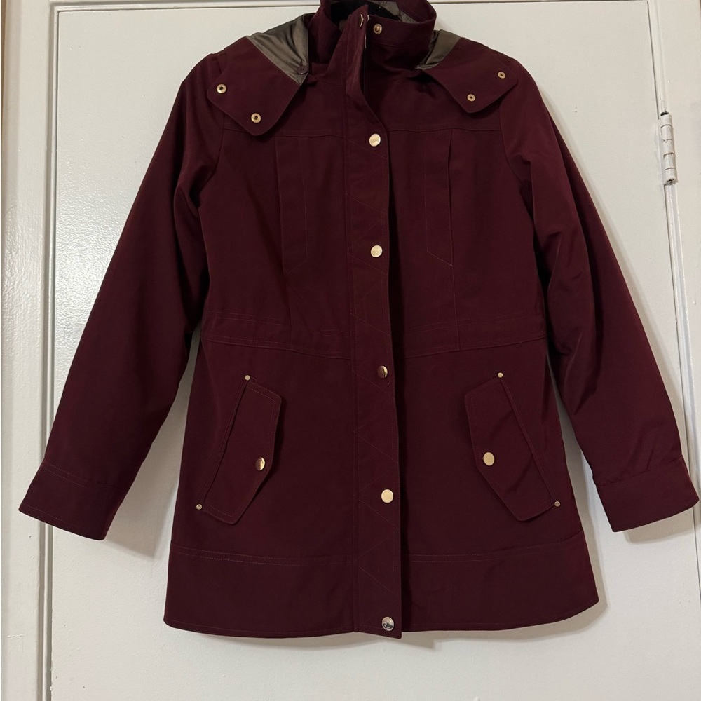 Liz Claiborne Outerwear Maroon and Gold Utility Jacket